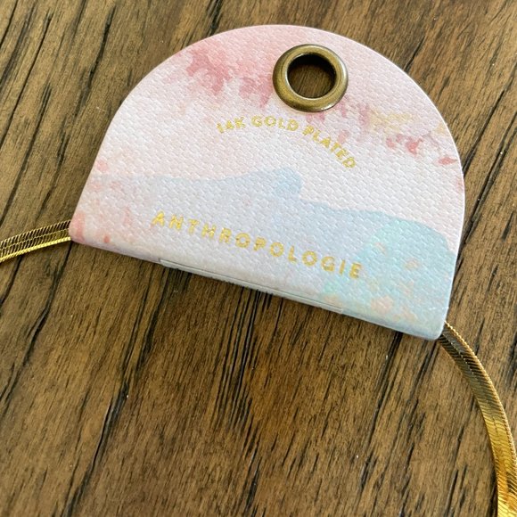 NWT! Anthopologie Flat Gold Herringbone Necklace - Picture 5 of 9